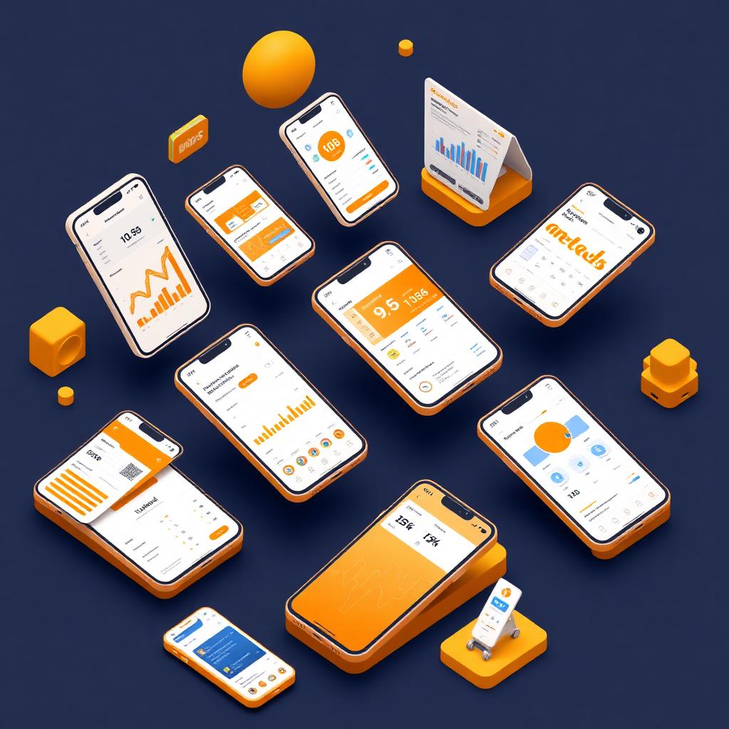 Collection of mobile app and dashboard screens