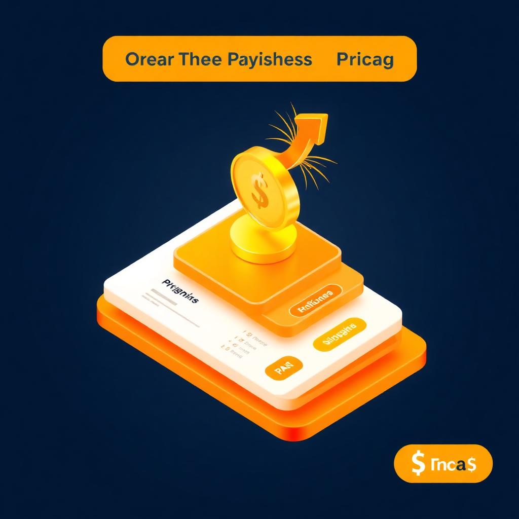 Stacked pricing plan cards with a rising chart