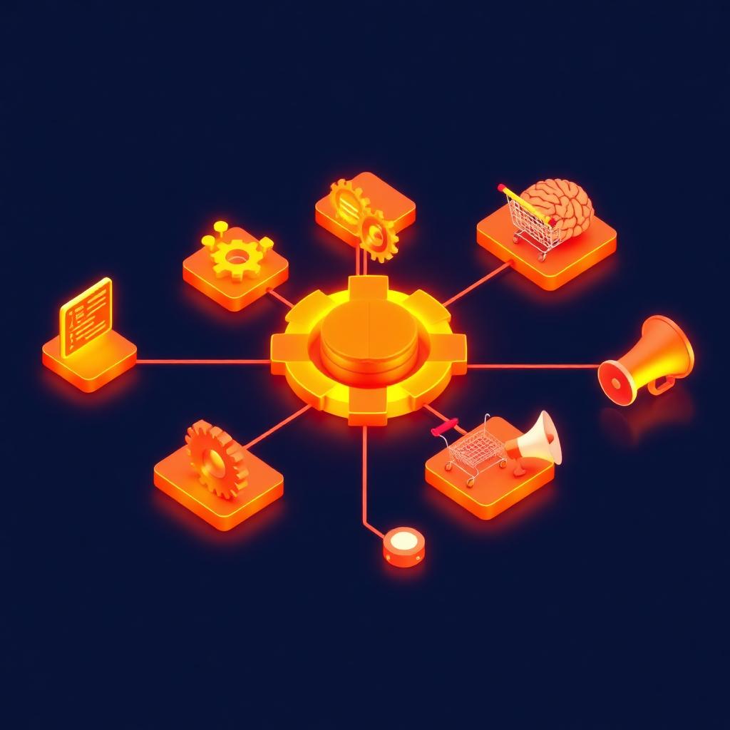 Six service modules connected around a central hub